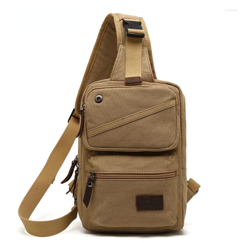 

Backpack Manufacturer Wholesale Canvas Bag Men's Chest Korean Version Cross Body Small Shoulder, Khaki