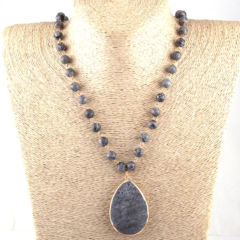 

Pendant Necklaces Fashion Natural Stone Rosary Chain Matching Drop For Women
