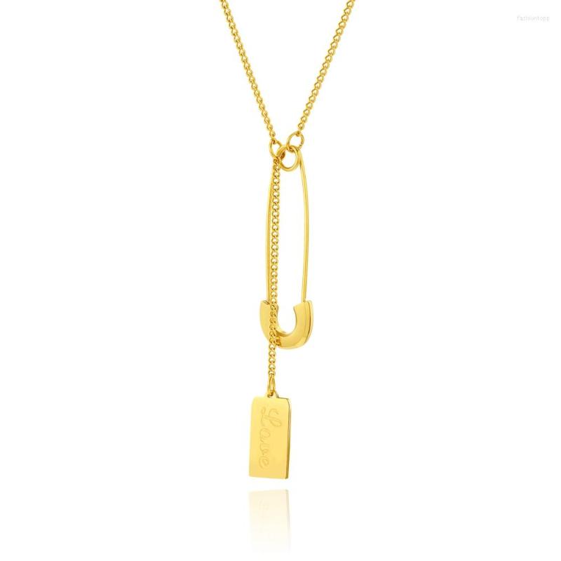

Pendant Necklaces WILD & FREE Trendy Stainless Steel Necklace For Women Creative Gold Color Pin Tassel Pendants Aesthetic Jewelry