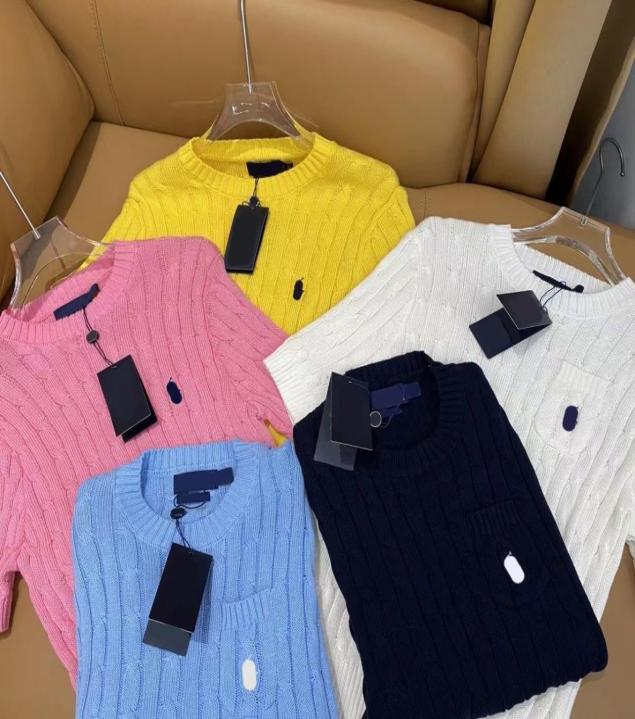 

Womens knits Tees short sleeve ralph embroidery t shirt knit lauren crewneck sweater Top woman8674281, Orange