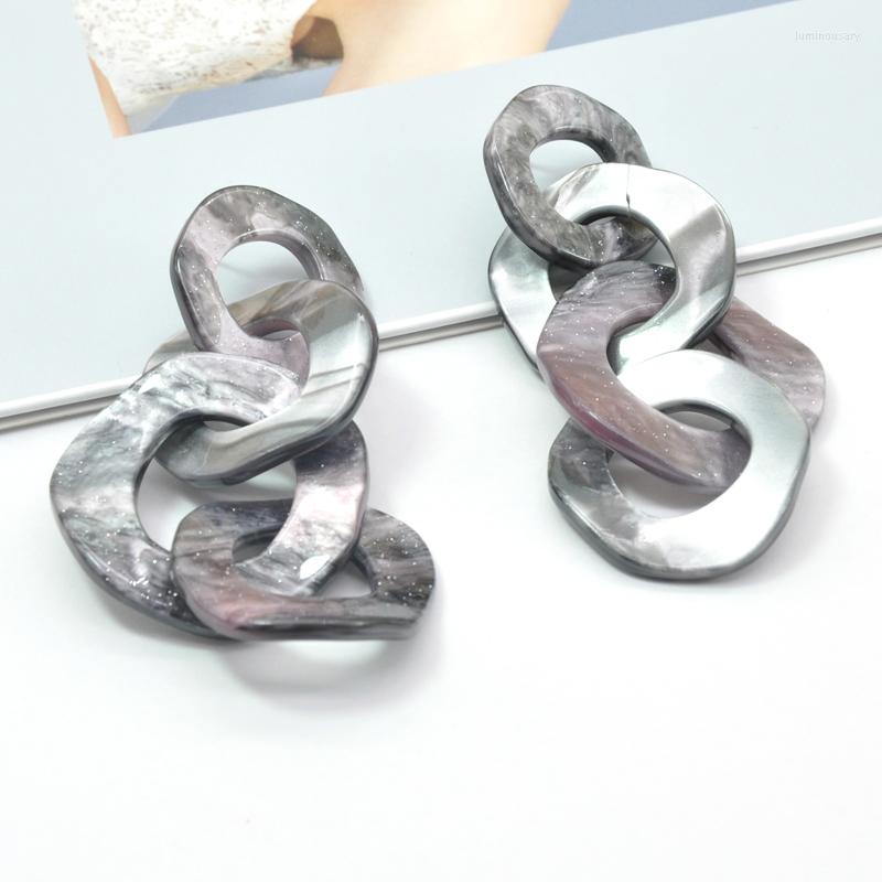 

Dangle Earrings Fashion Acrylic Chain Long For Women Starry Sky Gray Earring 2023 Statement Brincos Wedding Female Jewelry