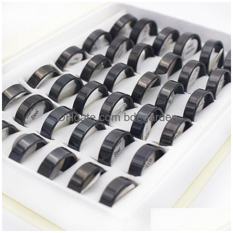 

Band Rings 36 Pieces Mix Size Black Stainless Steel Men Jewelry Width 6Mm Round Simple Statement For Women Drop Delivery Ring Dhyds
