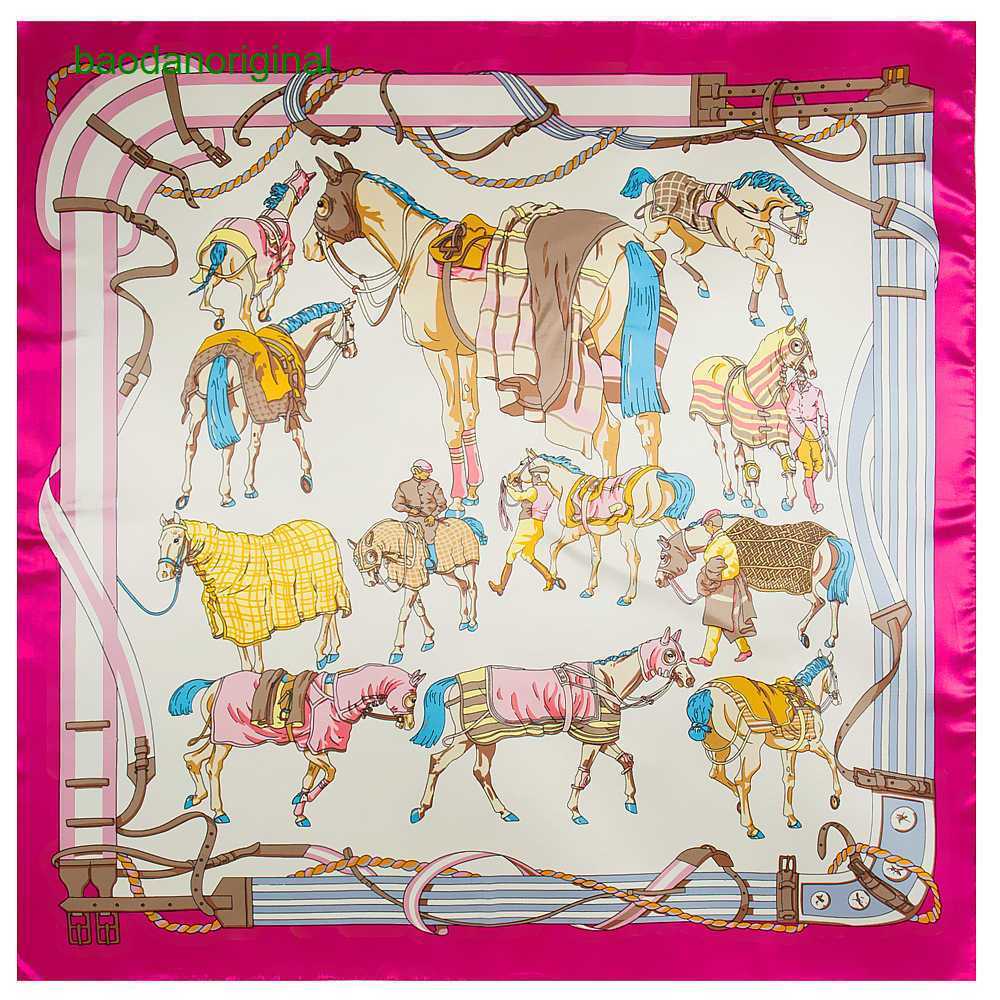 

Hemres Designer Scarves Maitong 90cm French Court War Horse Women's Imitation Silk Square Scarf S827