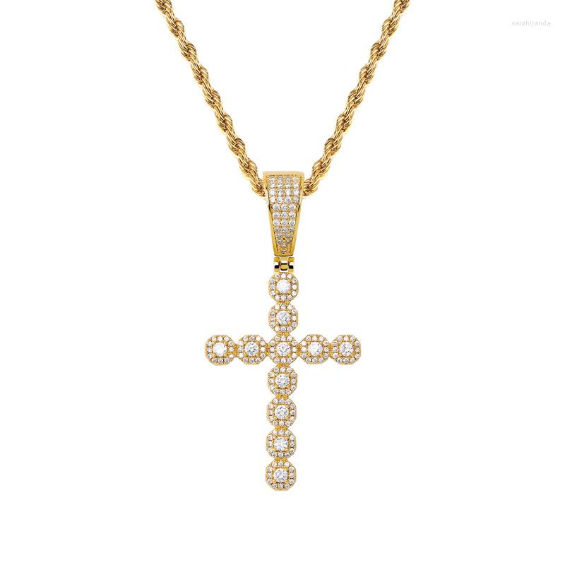 

Pendant Necklaces Lucky Sonny Gold Silver Color Cross Christan CZ Iced Pendants Necklace 3mm Rope Chain Hip-Hop Bling Jewelry