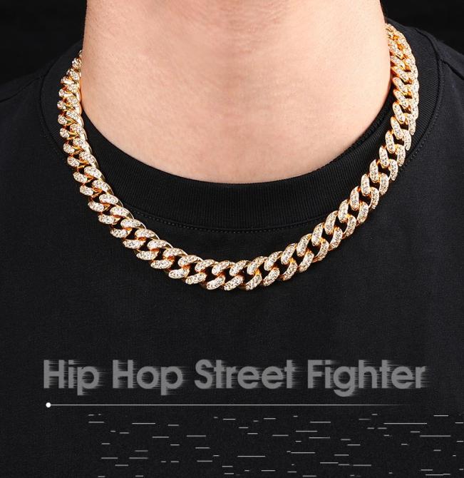 

Diamond Prong Chain Choker Necklace Bracelets Plated Gold Iced Icy Cubic Zirconia Jewelry 12mm Link Chains 68 U26087606