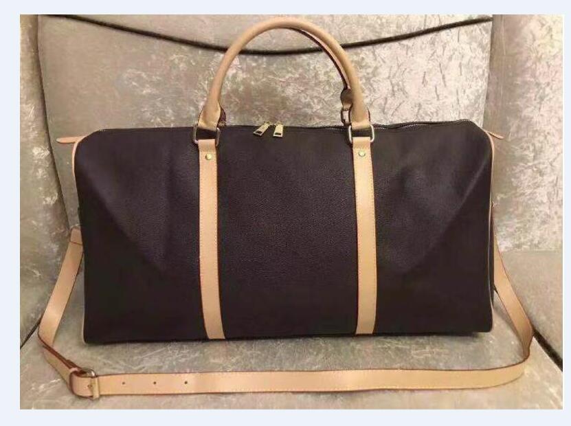 

Designer duffle bag luxury women travel bags hand luggage men pu leather handbags large cross body bag totes 55cm 018, Black grid