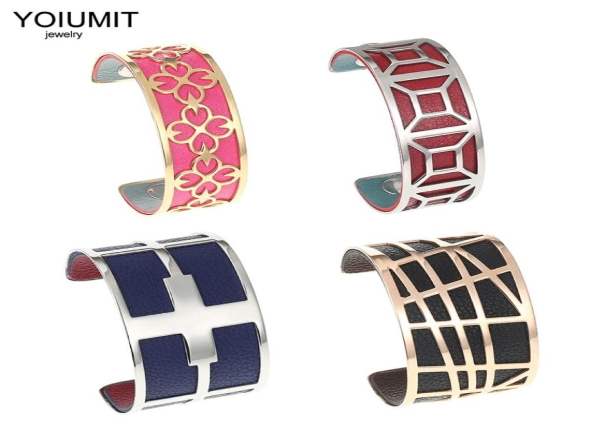 

Yoiumit Fashion Cross Cuff BraceletsBangles For Women Stainless Steel Interchangeable Reversible Leather Band Jewelry Bracelet 221969738