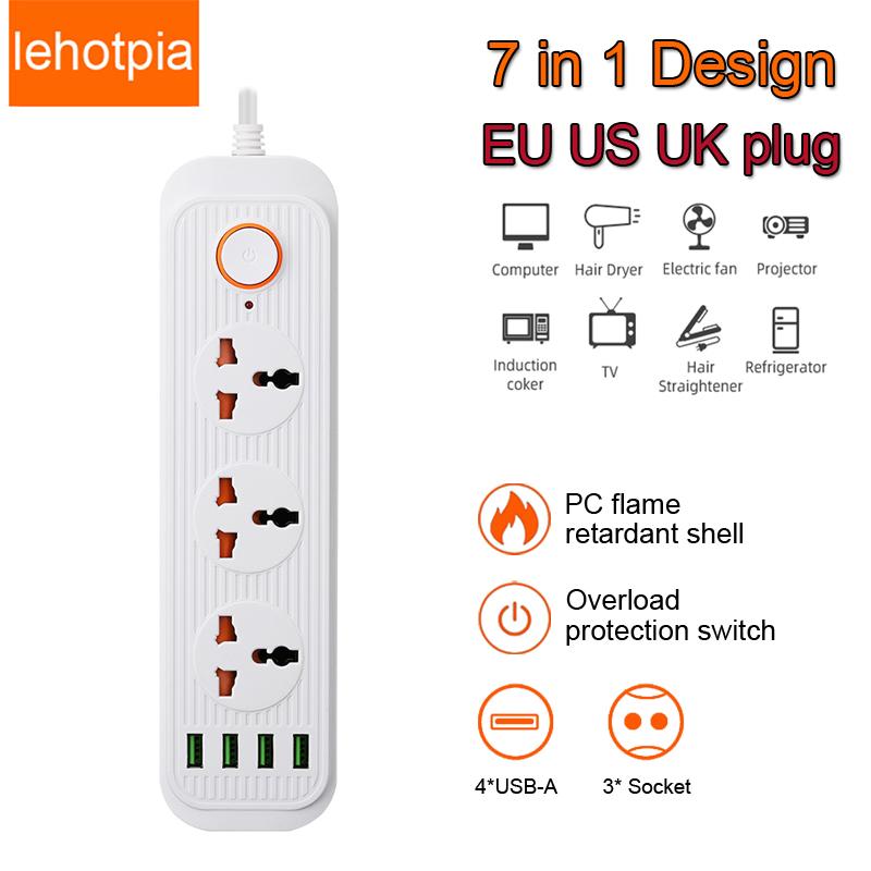 

Chargers EU US UK Outlet Power Strip With Extension Cord USB Port Smart Home Universal Plug Electrical Socket For Computer Phone Charger