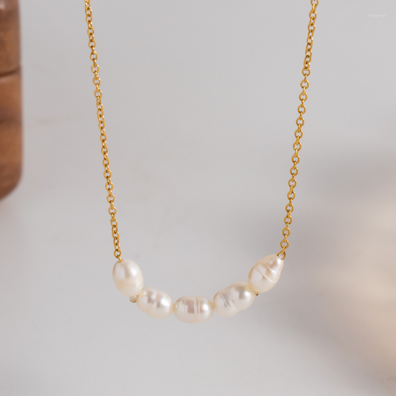 

Choker Minar Elegant Genuine Freshwater Pearl Charm Necklaces For Women Ladies 18K Gold PVD Plated Stainless Steel Chokers Necklace