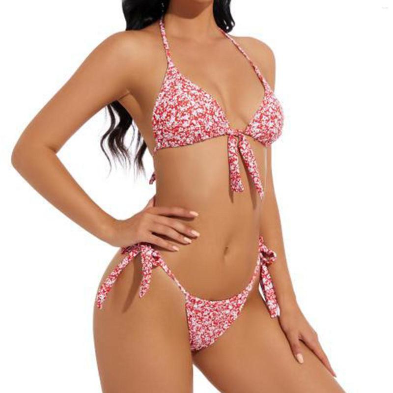 

Women' Swimwear 2023 Women Sexy Print Micro Bikini Swimsuit Female Thong Bikinis Set Brazilian Halter Beach Wear Lace Up Bathing Suit, Green
