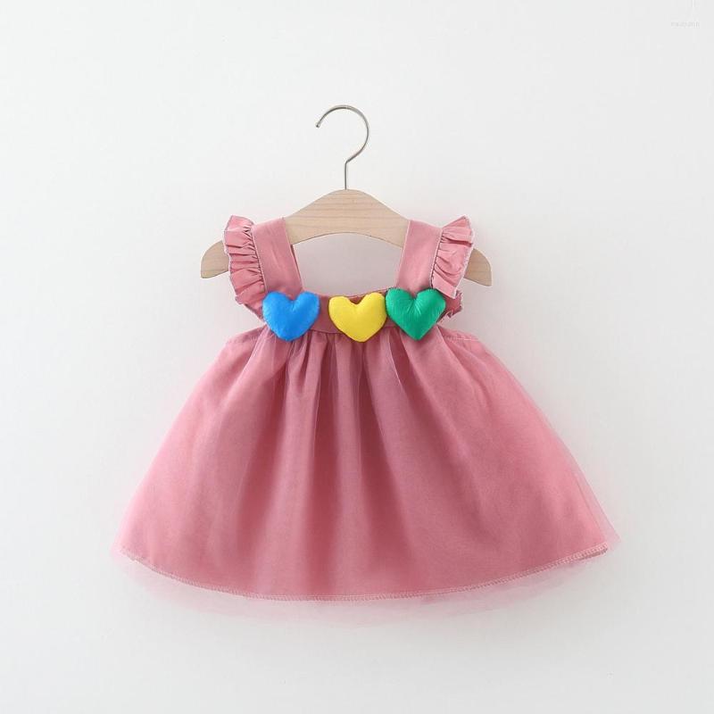 

Girl Dresses Fashion Sweet Girls Clothes Kids Princess Dress Summer Baby Infants Straped Heart Vestidos ADK2598, Beige