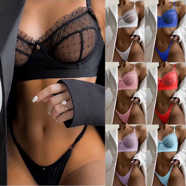 

Bras Sets Ruffle Lace Plus Size Lingerie Sexy Women Underwear Transparent Bra Party Erotic Lenceria Exotic Costume, Black