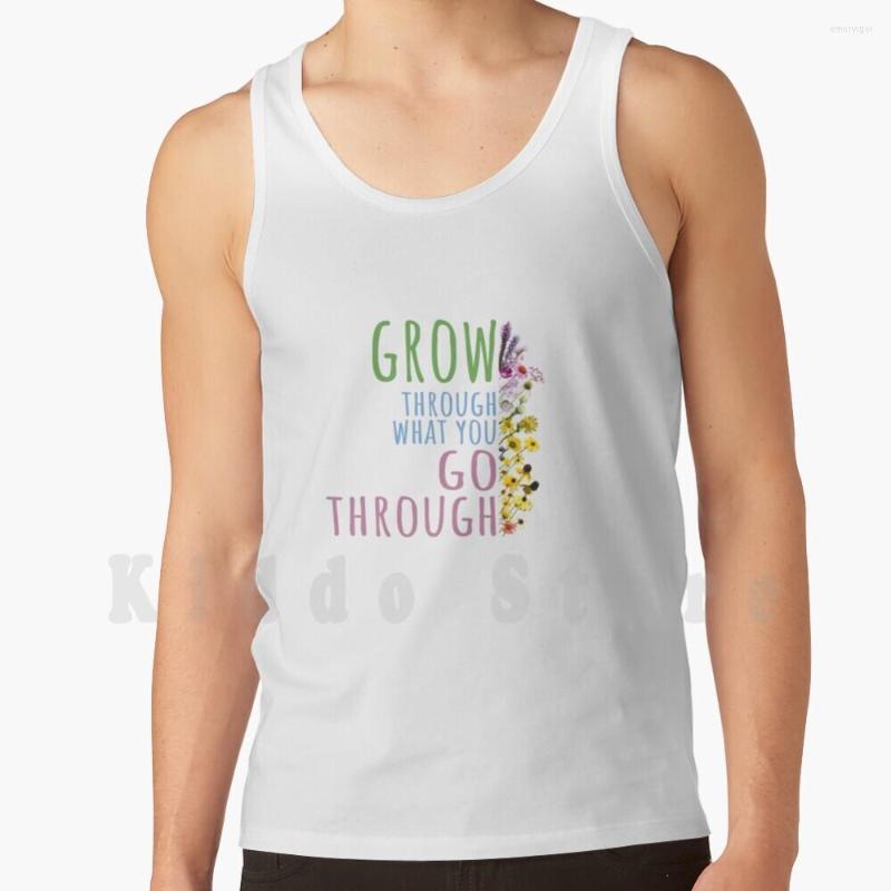 

Men's Tank Tops Grow Through What You Go Vest Cotton Growth Positivity Love Kindness Strength, M-tank-deep heather