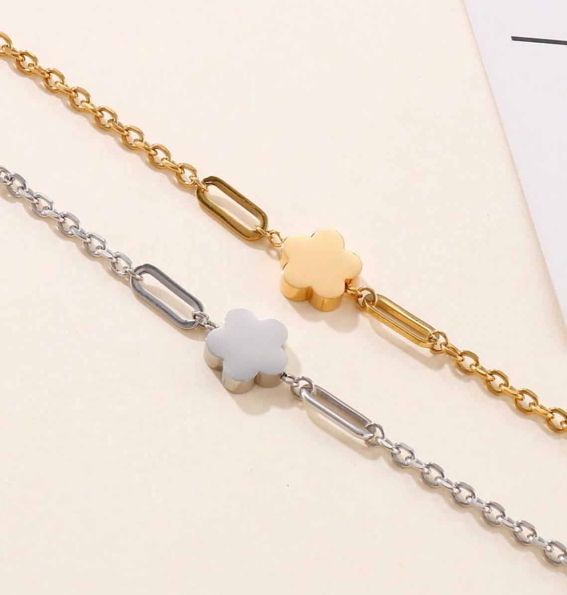 

l Stainless Steel Women039s Bracelet Classic Leafless Plum Blossom k Gold Engagement Gift Jewelry6977707