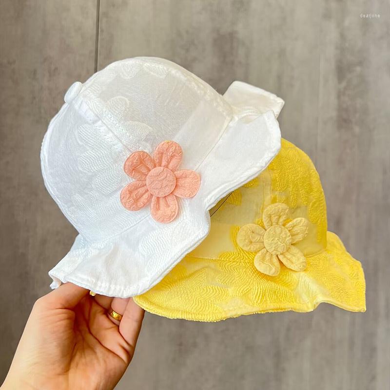 

Hats Baby Girl Fisherman Hat Spring Summer Infant Cute Thin Breathable Sun Daily Fashion Embroidery Flowers Princess Bucket, Pink