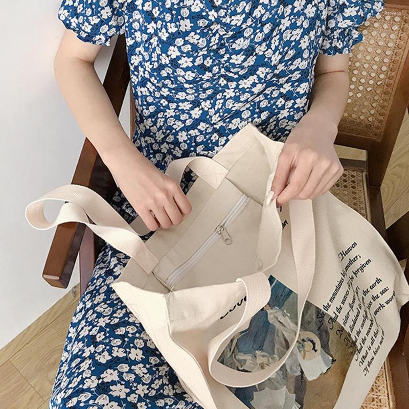 

Evening Bags Canvas Oil Painting Books Bag Large Capacity Travel Tote Vintage Casual Portable Simple Personality Art For Weekend Vacation, Style two