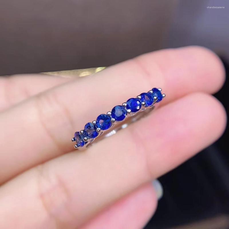 

Cluster Rings Gift Natural And Real Sapphire Ring 925 Sterling Silver Fine Jewelry