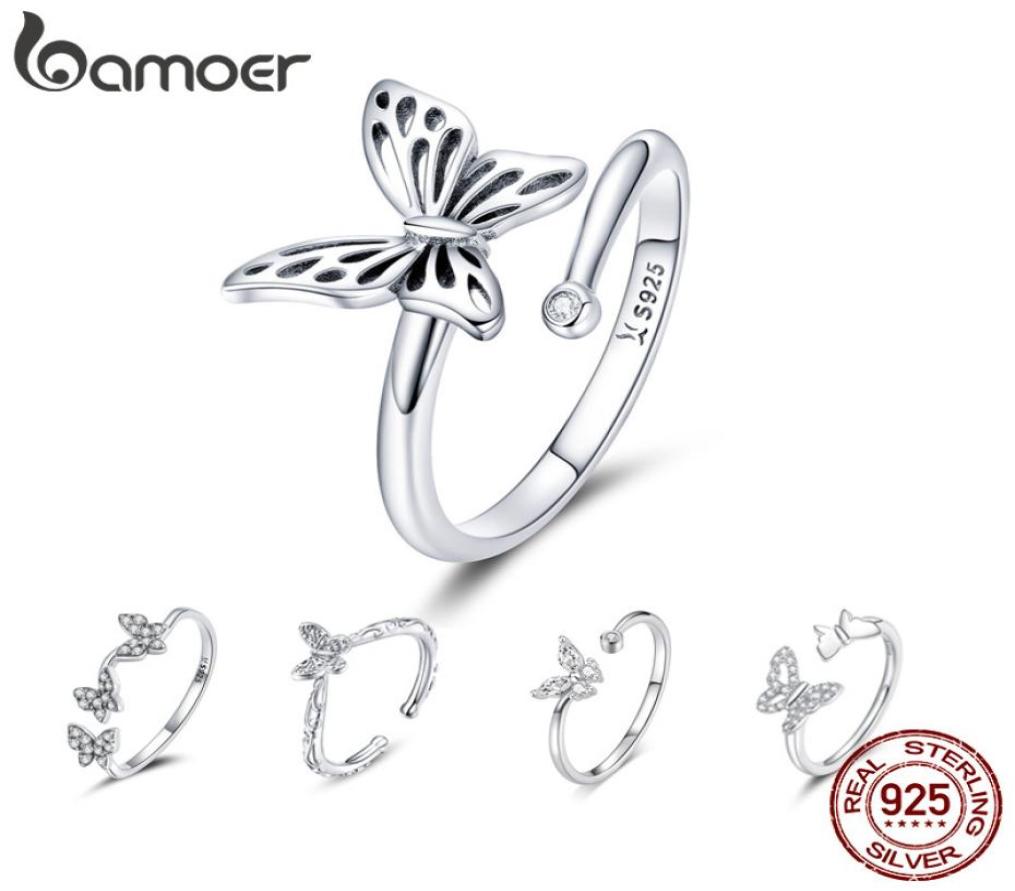 

BAMOER Authentic 925 Sterling Silver Vintage Butterfly Adjustable Finger Rings for Women Wedding Engagement Ring Jewelry5199765