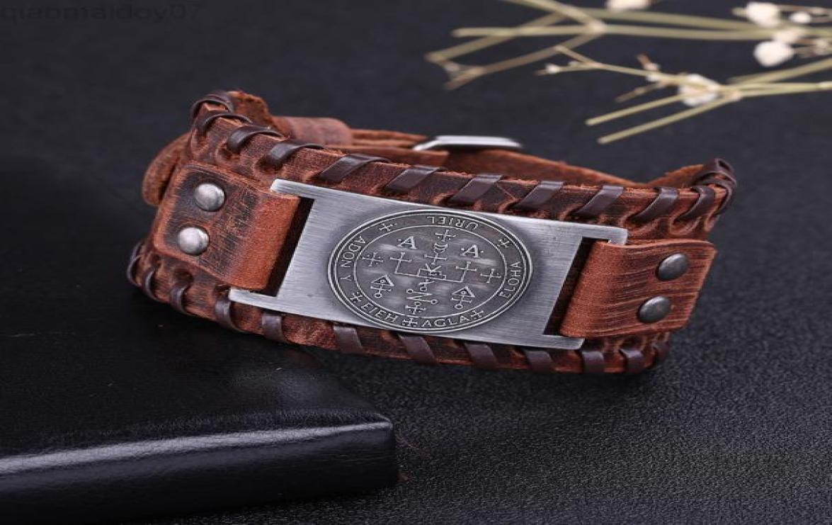 

Skyrim Nordic Rune Religion Solomon Amulet Viking Cuff Bracelet For Symbol Wrap Really Wide Leather Men Jewelry Accessories L220816790682