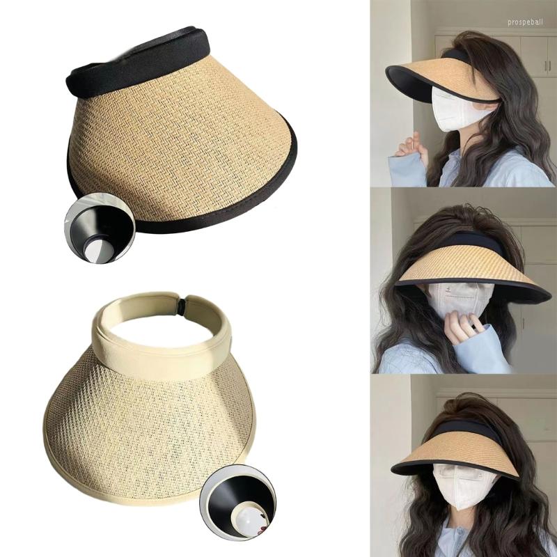 

Wide Brim Hats Straw Visor Summer Hat Women Golf Cap Uv Protection Beach, Beige