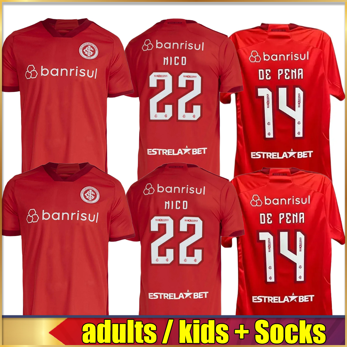 

2023 2024 SC Internacional Soccer Jerseys DE PENA LUIZ ADRIANO Camisa sport club ALAN PATRICK WANDERSON MAURICIO NICO home football shirts maillots de futol men kits, 01 23/24