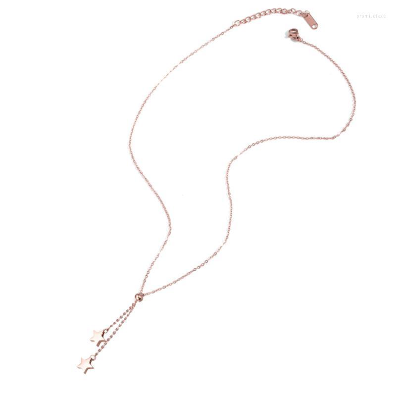 

Pendant Necklaces Fashion Sweet Stars Tassel Necklace Simple Temperament Titanium Steel Plated Clavicle Chain For Women Jewelry