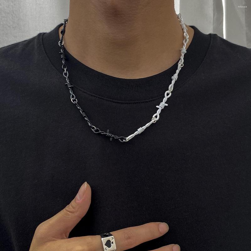 

Chains Hip-hop Trend Punk Style Thorns Collarbone Chain Geometric Black And White Necklace Gift For Male Fashion All-match Accessories
