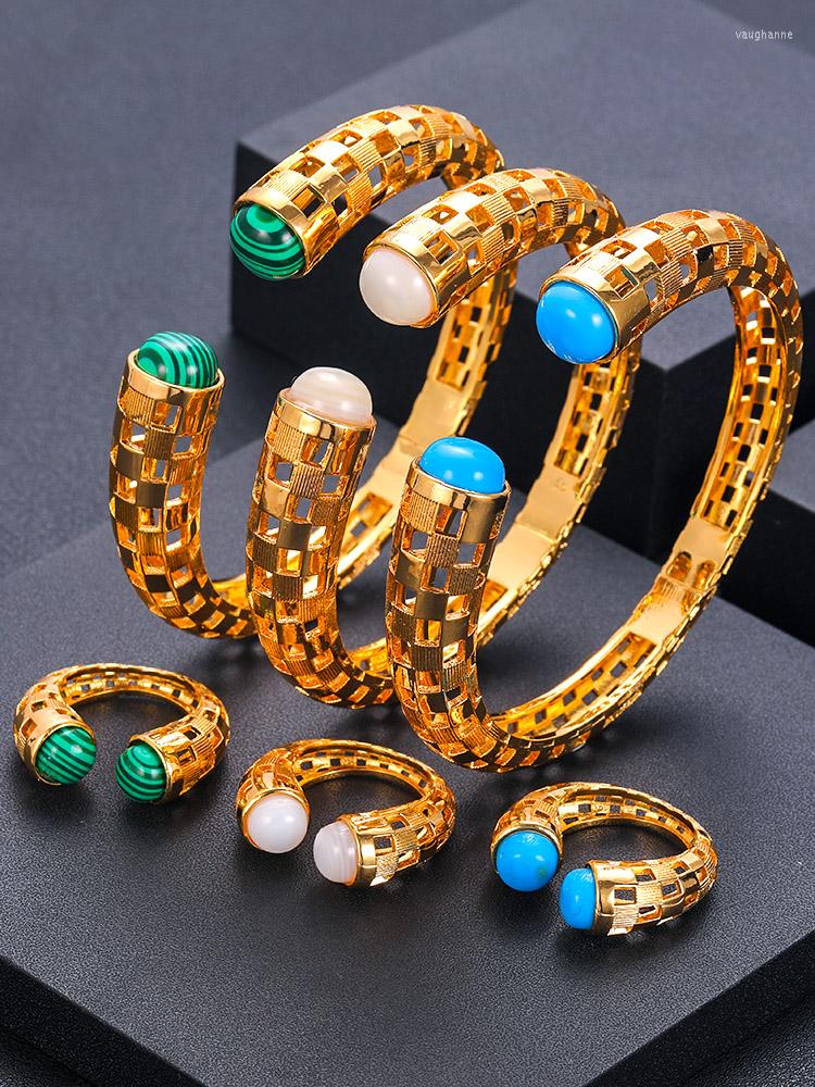 

Necklace Earrings Set Janekelly Luxury Unique African Bangle Bracelet Ring For Women Wedding Cubic Zircon Crystal CZ Dubai Bridal Jewelry, Picture shown