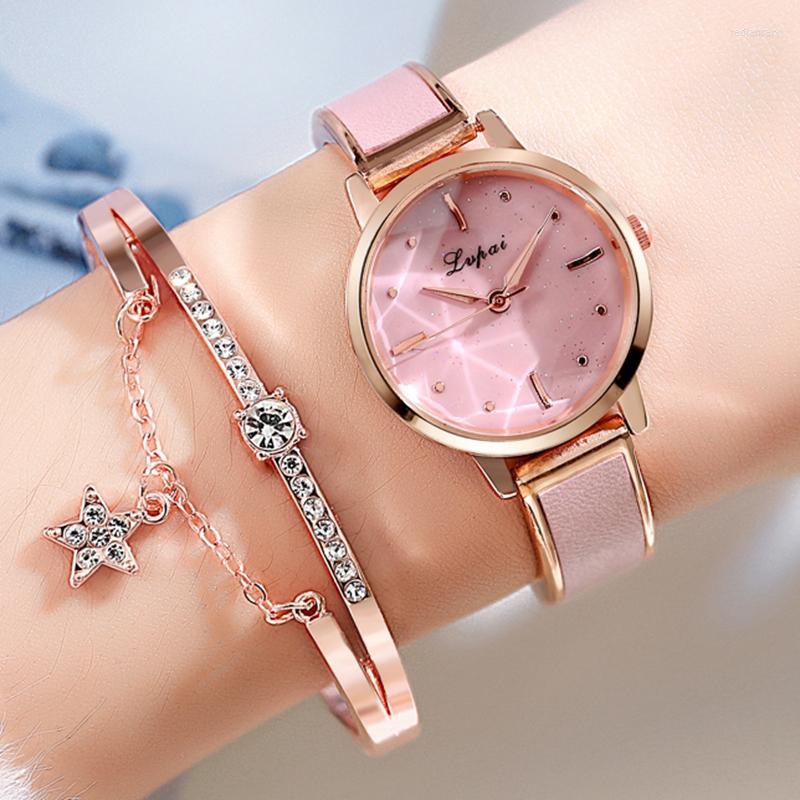 

Wristwatches Lvpai Bracelet Rose Gold Starry Sky Dial Dress Watch For Women Simple Rhinestone Business Quartz Clock Wristwatch, 1pc brown