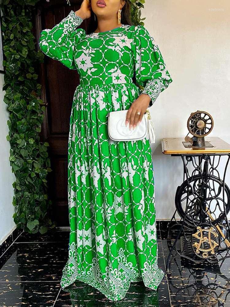 

Casual Dresses VONDA Elegant Dress 2023 Summer Sundress A-Line Femme Robe Long Vestidos Women Sleeve Floral Printed, Blue