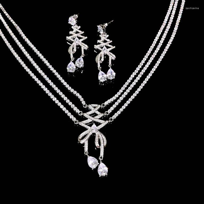 

Dangle Earrings Luxury Zircon Bridal CZ Cubic Zirconia Wedding Earring For Bride Accessories Women Girl Party Evening Dress Jewelry