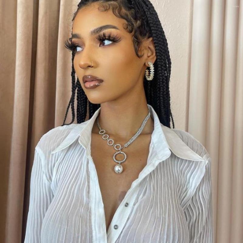 

Pendant Necklaces Luxury Rhinestone Pearl Tassel Necklace Choker For Women Shiny Crystal Fashion Elegant Party Collar Jewelry