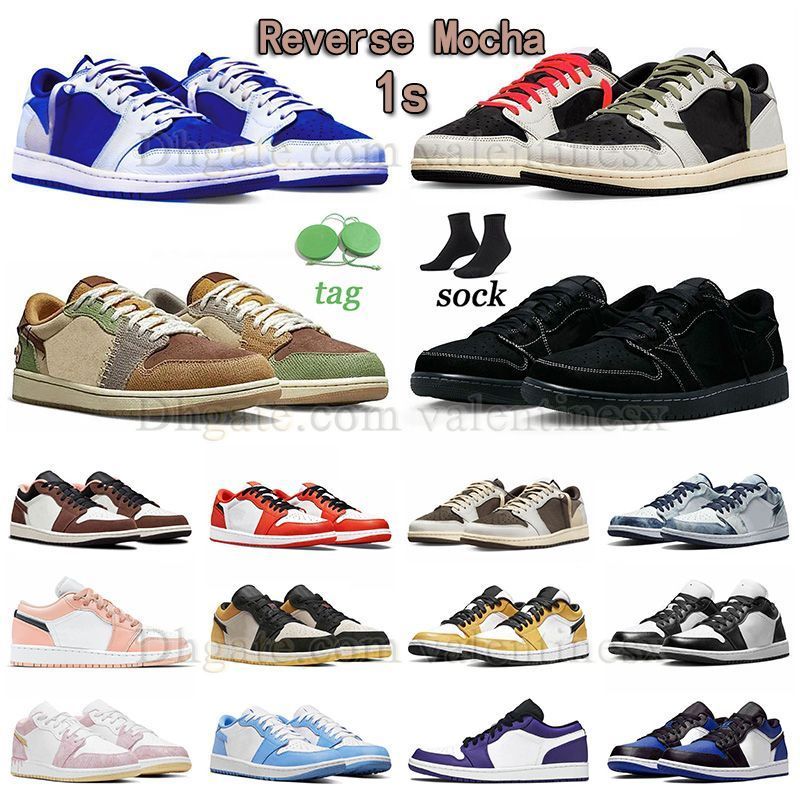 

luxury basketball shoes jumpman 1 low black phantom 1s og olive white blue men women sneakers outdoor trainers panda chicago reverse mocha fragment outdoor trainers, C04 36-47 ts black toe