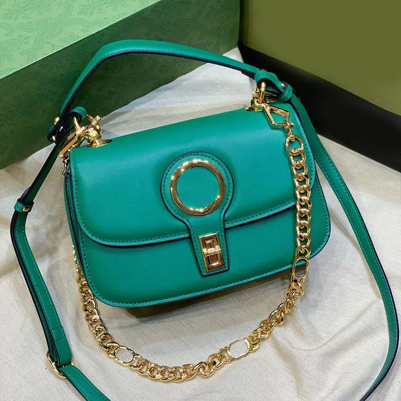 

Designer Handbag Crossbody Bag Women Vintage Shoulder Bag Glossy Leather Chain Strap Fashion Round Interlocking Double Letter Hasp Messenger Purse Flap Wallet, Pink