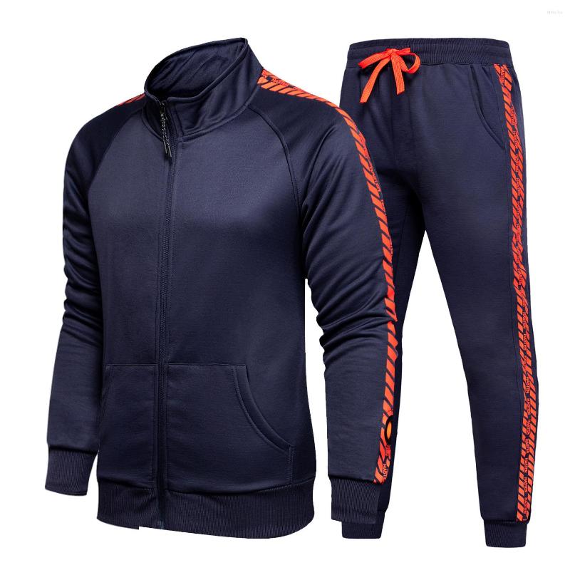 

Men' Tracksuits Autumn And Winter Men' Casual Hoodie Suit Letter Printed Cardigan Trousers Two-piece Set, Black
