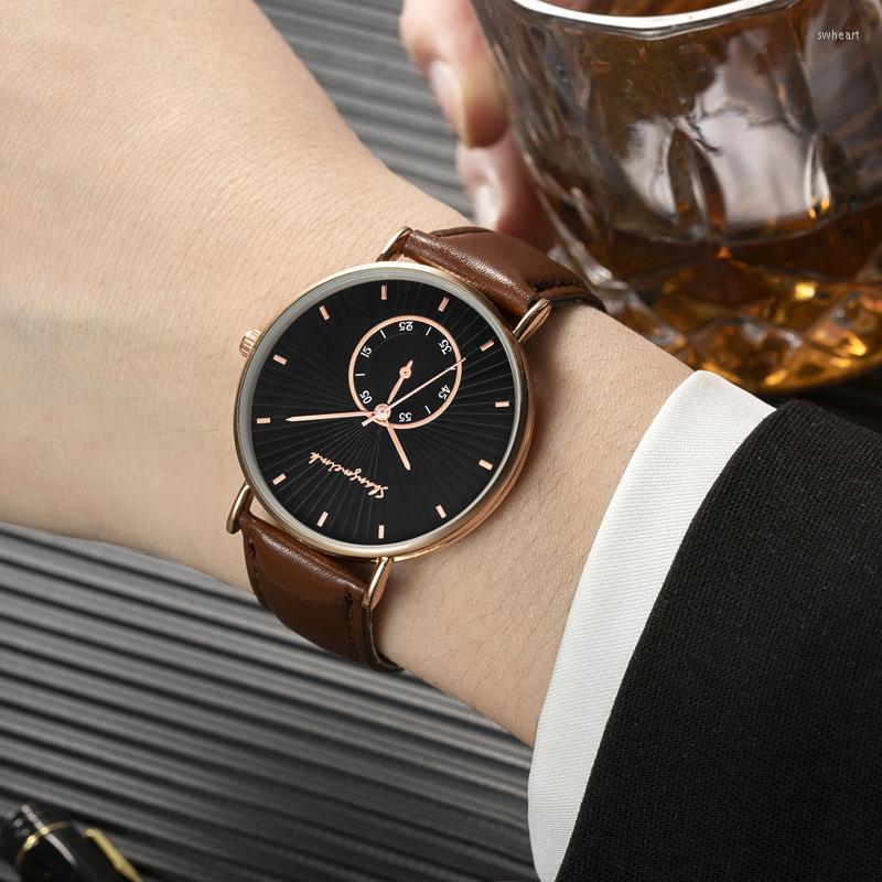 

Wristwatches Minimalist Watches Men Leather Strap Sports Quartz Wrist Watch, 03