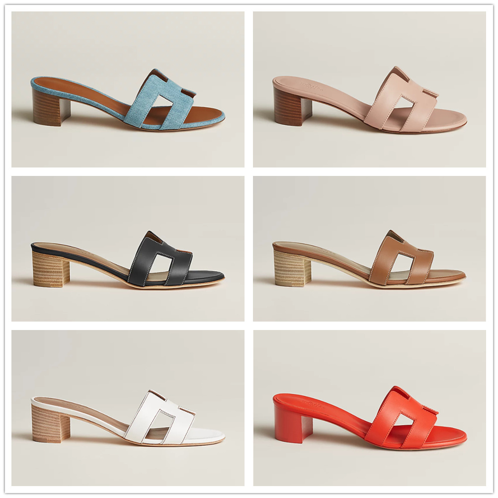 

Spring and Summer New Brand High Heel Sandals and Slippers H Large Letter Cowhide Internal Size: 35-42 With Box, 12