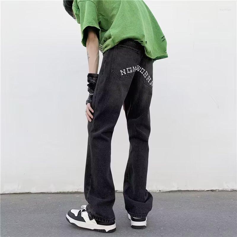 

Men's Jeans 2023 Men's Pants Black Design Clothing Fashion White Embroidery Slim Fit Hip Hop Casual Denim Y2k Jea