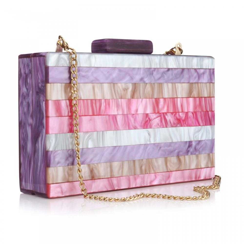 

Evening Bags New Trendy Striped Clutch Bag Luxury Brand Wedding Party Cluthes Purse Women Box Handbag Wallet Shoulder 230427, Purple