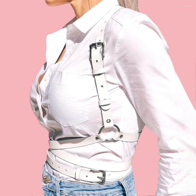 

Garters Harajuku White PU Leather O-Ring Belt Trendy Body Bondage Harness Straps Suspenders Punk Rock Festival Rave Clothes 2023, Style 9