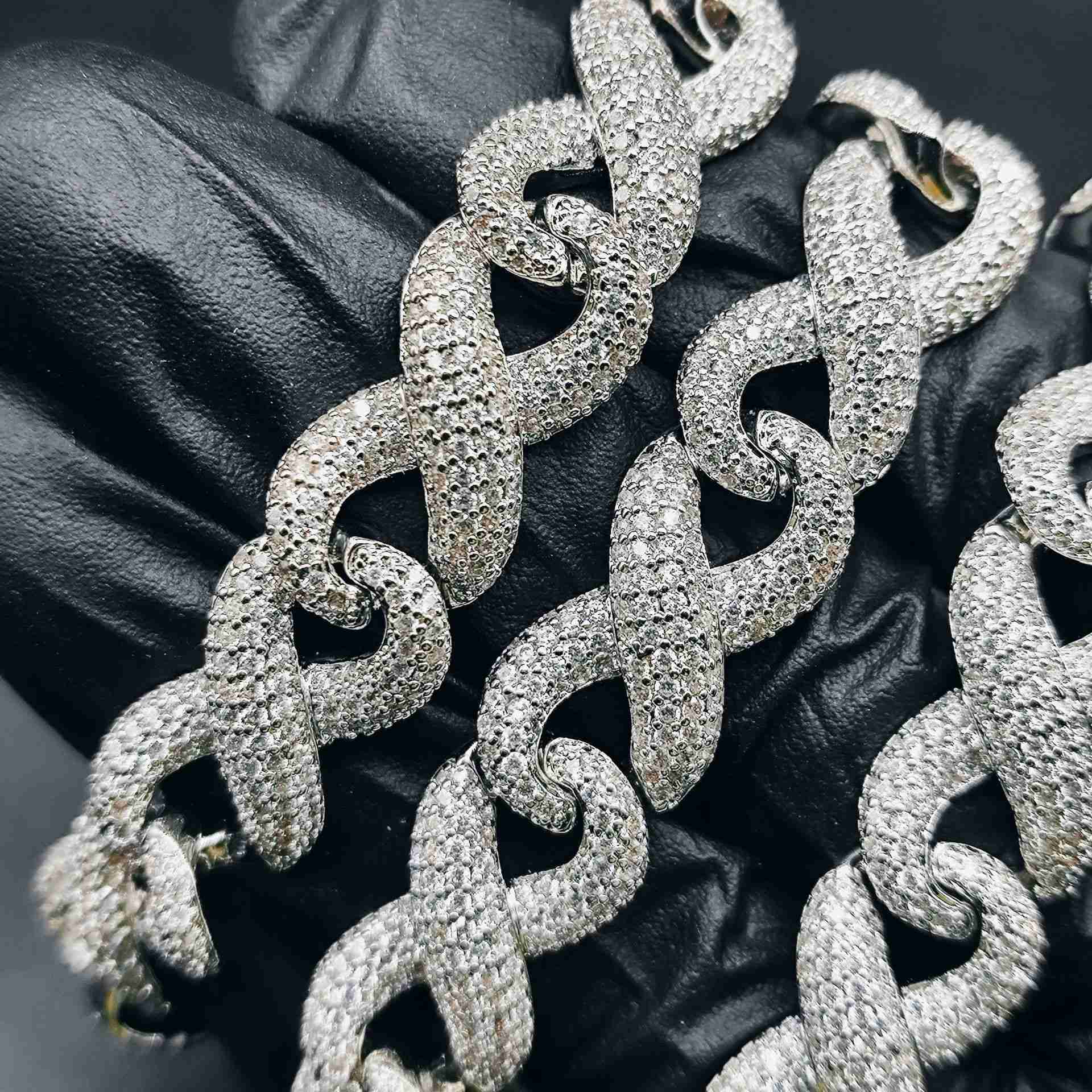 

Diamond Chain 925 Mens Moissanite Cuban 12mm Sterling Silver Moissanite Cuban Link Bracelet Necklace
