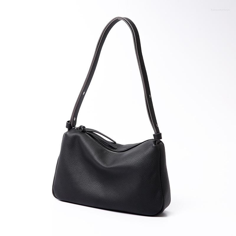

Evening Bags Women's Bag 2023 Messenger Niche Design Top Layer Cowhide Shoulder High-End Leather Underarm, Black