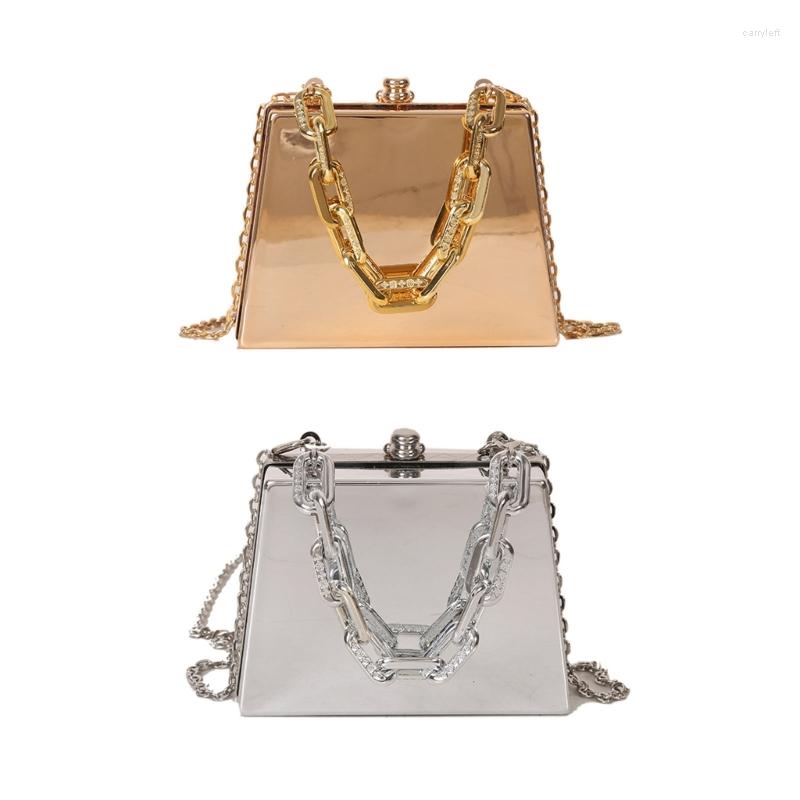 

Evening Bags PVC Box Clutch Handbag For Women Girls Summer Shoulder Crossbody, Gold