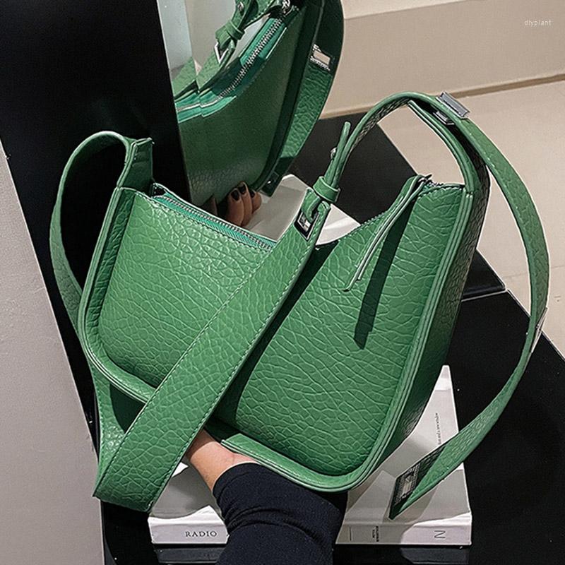 

Evening Bags Luxury Women Crossbody 2023 Fashion Green Blue Axillary Shoulder Casual Satchels Wide Straps Handbags, Black