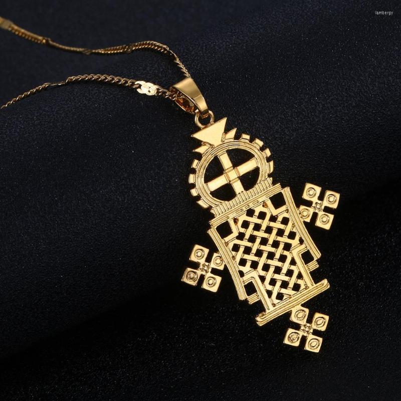 

Pendant Necklaces Ethiopian Gold Color Cross Necklace Eretrian Coptic Crosses Women Jewelry