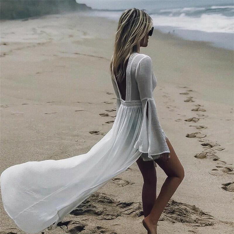 

Sarongs Women Beachwear Sexy Bikini Beach Cover Up Casual Tassel Summer Dress White Cardigan Ladies' Suncreen Chiffon Swimming Wear