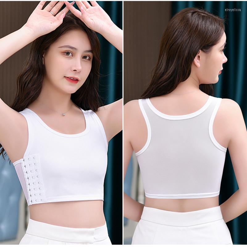 

Women's Shapers Small Breast Binder Les Tomboy Chest Corset Tops Summer Thin Mesh Breathable Vest Tank Top Lesbian Casual Short, Black