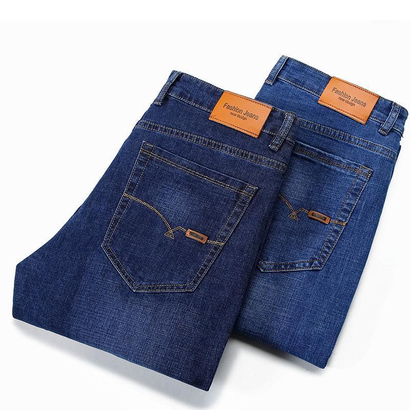 

Men's Jeans Fall/Winter 2023 Business Casual Straight Loose Denim Trousers Comfortable Stretch, Navy blue