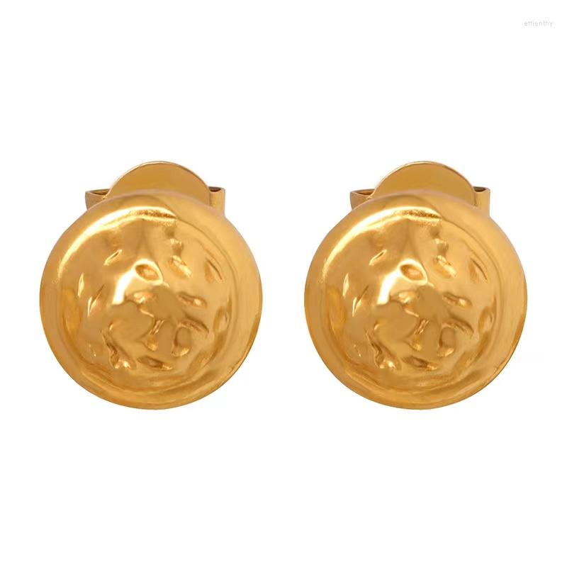 

Hoop Earrings 2023 April Style Stainless Steel Button Circle Round Earring Jewelry For Girls