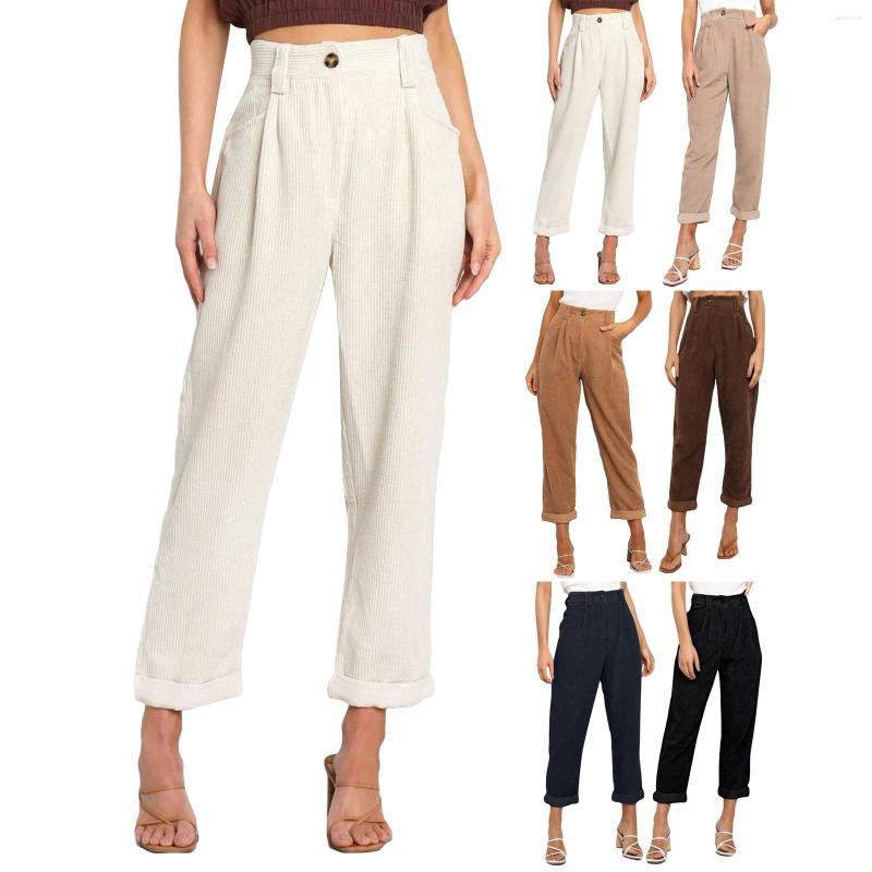 

Women' Pants Spring Summer Casual Solid Color High Waist Straight Leg Loose Trousers, Beige